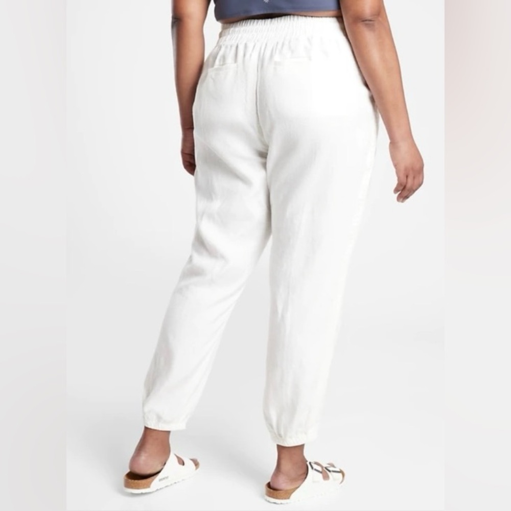 NWT Athleta White Cabo Linen Joggers size 12 - Picture 8 of 12